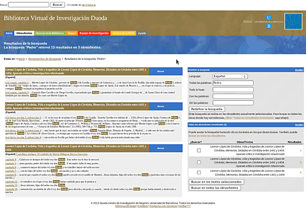 Página de resultados de la búsqueda